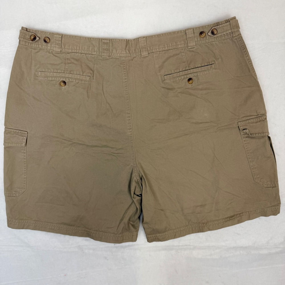 Harbor Bay Sport Mens Tan Khaki Cargo Shorts Size 48 Adjustable Waist Cotton